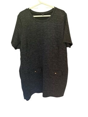 Lily Morgan 3X Gray Textured Tunic Top Short Sleeve Plus Size